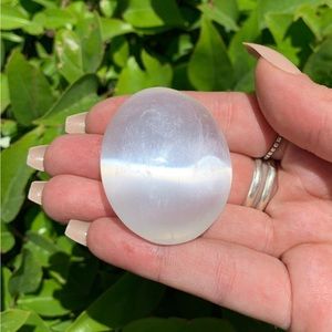 Polished Natural Healing Selenite Palm Stone for Crown Chakra
